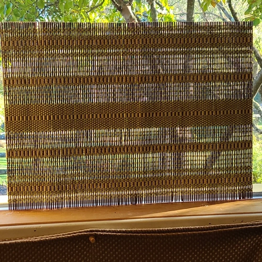 Set of 4 vintage woven wood and cotton placemats